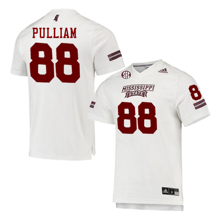 Men #88 Ethan Pulliam Mississippi State Bulldogs College Football Jerseys Stitched-White